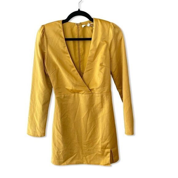 NWT More To Come Jewel Deep V Dress Marigold yellow mini Revolve XS - Picture 3 of 7